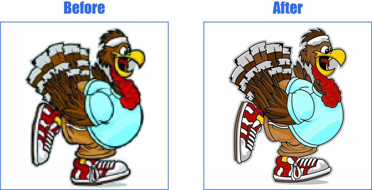 Redraw Sample 3 — Turkey mascot color redraw